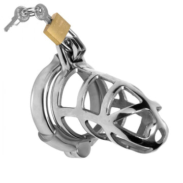 Master Series Chrome-Plated Chastity Cock Cage with Adjustable Rings