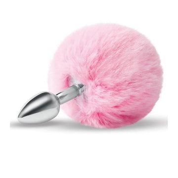 Pink Bunny Tail Butt Plug with Metal Plug – Fluffy Tail & Sensory Play
