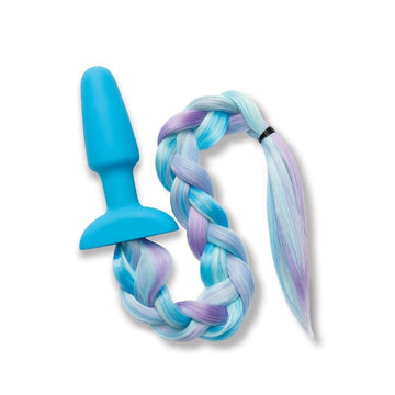 Silicone Unicorn Tail Butt Plug – Multicoloured Faux Fur & Body-Safe
