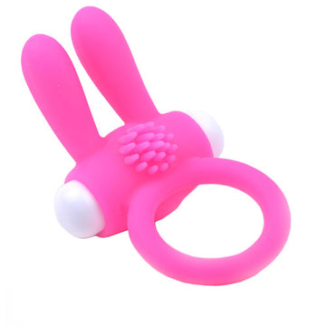 Pink Silicone Cock Ring with Rabbit Ears – Vibrating & Adjustable for Ultimate Pleasure
