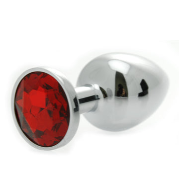 Jewel Stainless Steel Butt Plug with Glass Gemstone – Silver