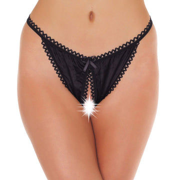 Black Crotchless Tanga – Sexy One Size Lingerie Briefs