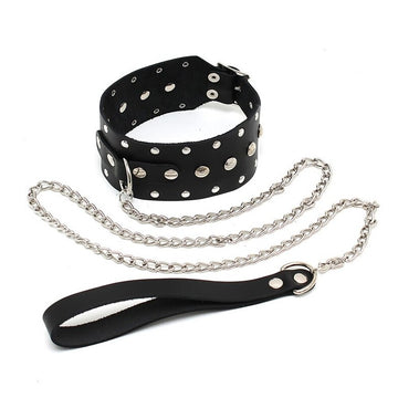 Adjustable Genuine Leather Collar with Chain – Rimba