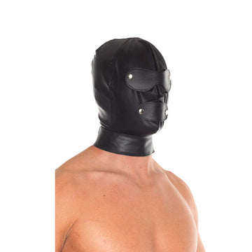Genuine Leather Full Face Mask with Detachable Blinkers & Zipper Mouth