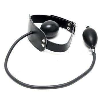 Genuine Leather Inflatable Gag with Pump – Adjustable Buckle Fit