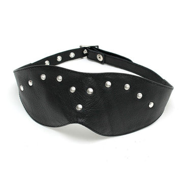 Adjustable Leather Blindfold Mask with Rivet Details