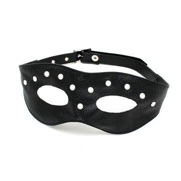 Genuine Leather Open Eye Mask with Decorative Rivets – Adjustable Buckle