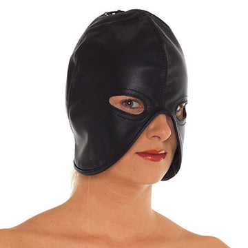 Genuine Leather Head Mask with Lace-Up Sides – BDSM Hood