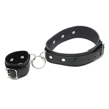 Genuine Leather Wrist and Leg Cuff Set with Adjustable Buckles