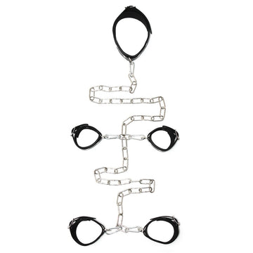Genuine Leather Female Hand & Ankle Cuffs with Chain