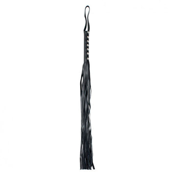 Genuine Leather Whip 24.5 Inches with 8 Long Strands – Black