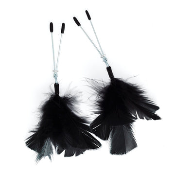 Black Feather Nipple Clamps – Adjustable Sensual Nipple Accessories