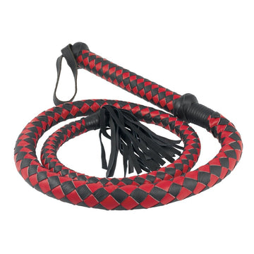 Long Arabian Red and Black Leather Whip – 78 Inches
