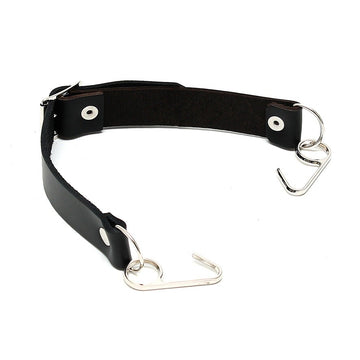 Black Leather Gag with Smile Hooks – Adjustable BDSM Restraint