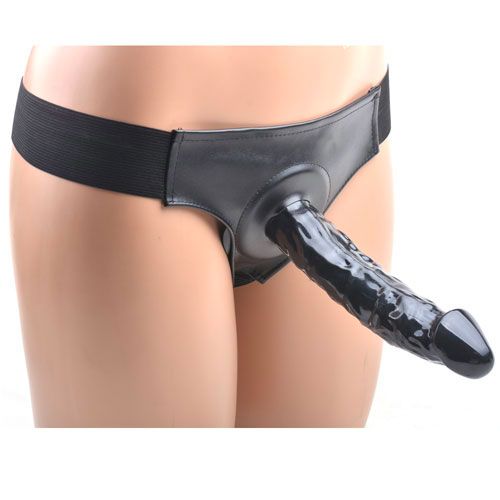 Black Hollow Strap-On with Harness – Adjustable Silicone Dildo & Harness Set