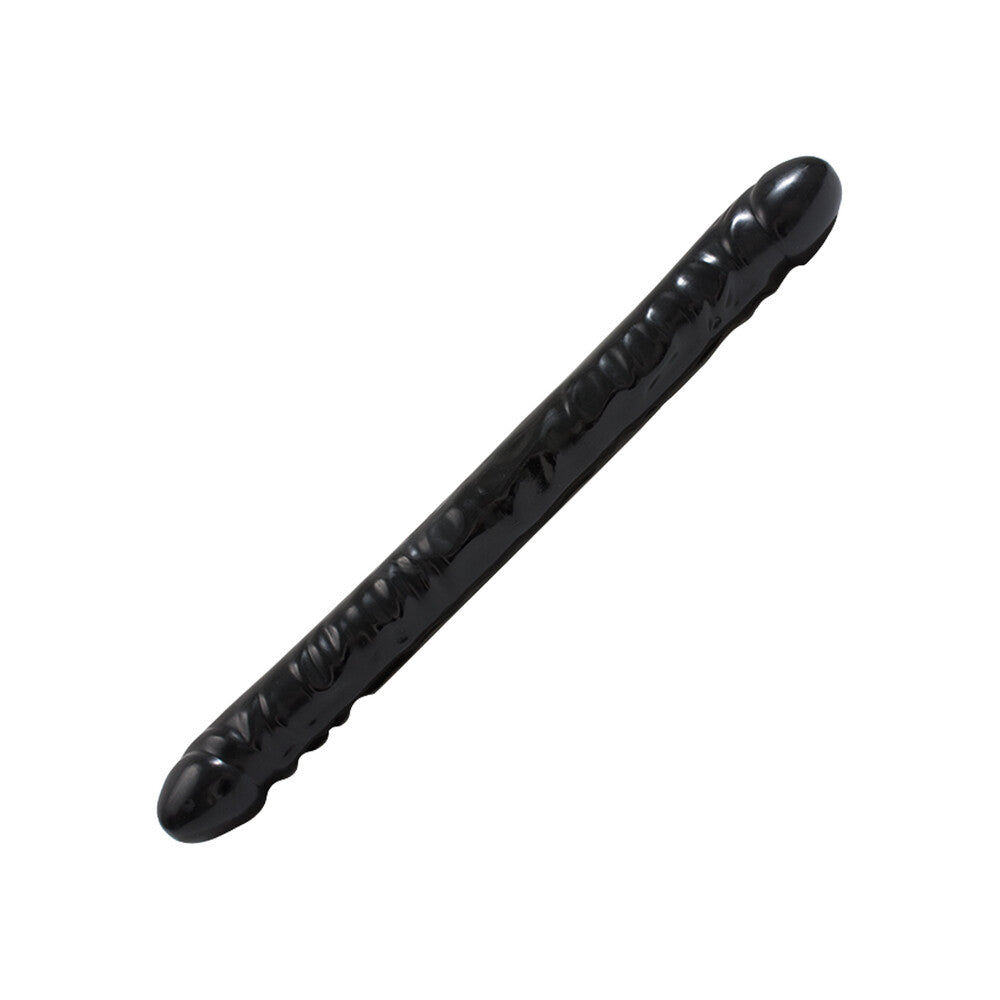 Double Header 18" Veined Double-Ended Dong in Black