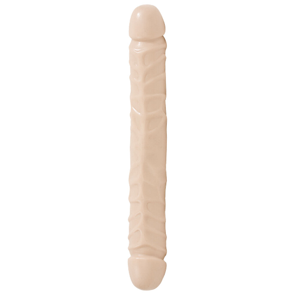 Jr Veined 12-Inch Double Header Dong – Flesh Pink Flexible Dildo