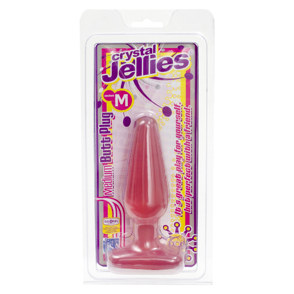 Crystal Jellies Medium Pink Butt Plug – Smooth Tear Drop Shape