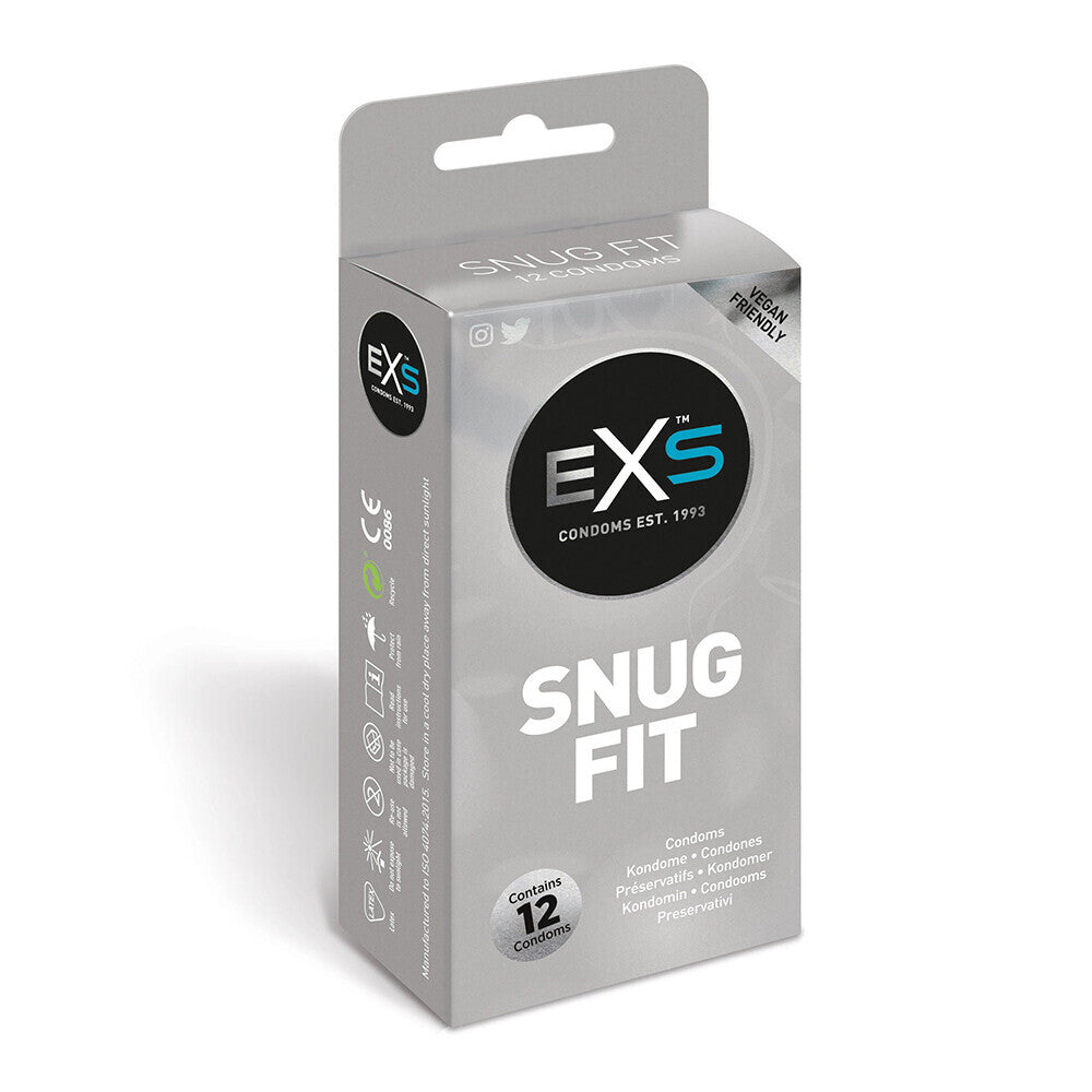 EXS Snug Fit Closer Fitting Condoms – 12 Pack, Vegan & Cruelty-Free