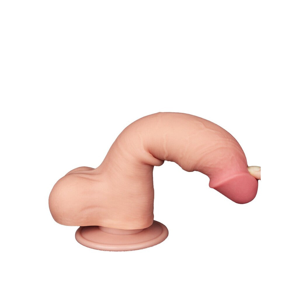 Realistic 8" Sliding Easy Bend Skin Dildo – Dual Density, Suction Cup