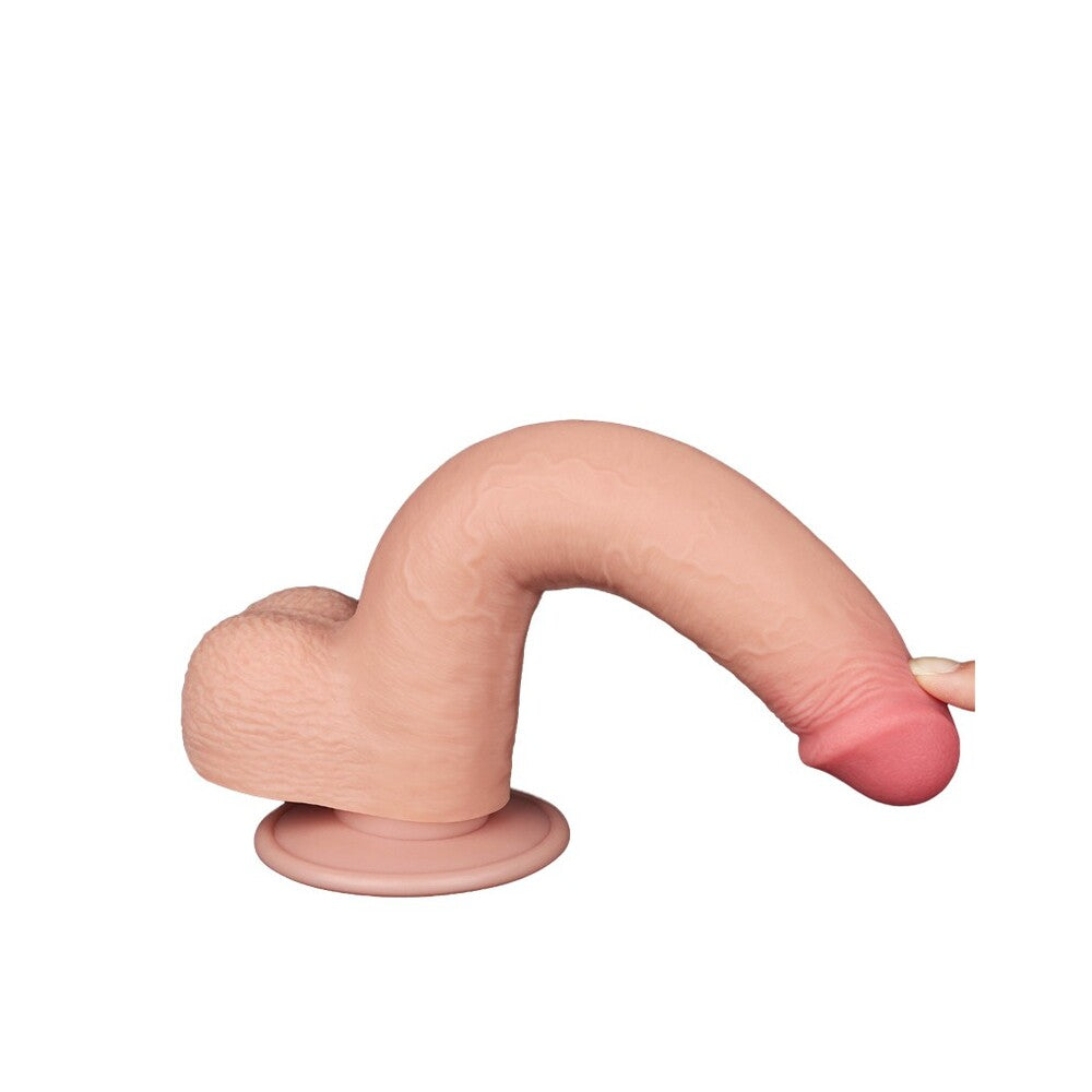 Realistic 9" Sliding Easy Bend Skin Dildo – Dual Density, Suction Cup