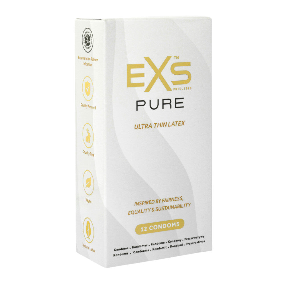 EXS Pur Ultra Thin Latex Condoms – 12 Pack, Vegan & Eco-Friendly
