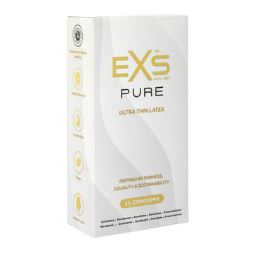 EXS Pur Ultra Thin Latex Condoms – 12 Pack, Vegan & Eco-Friendly