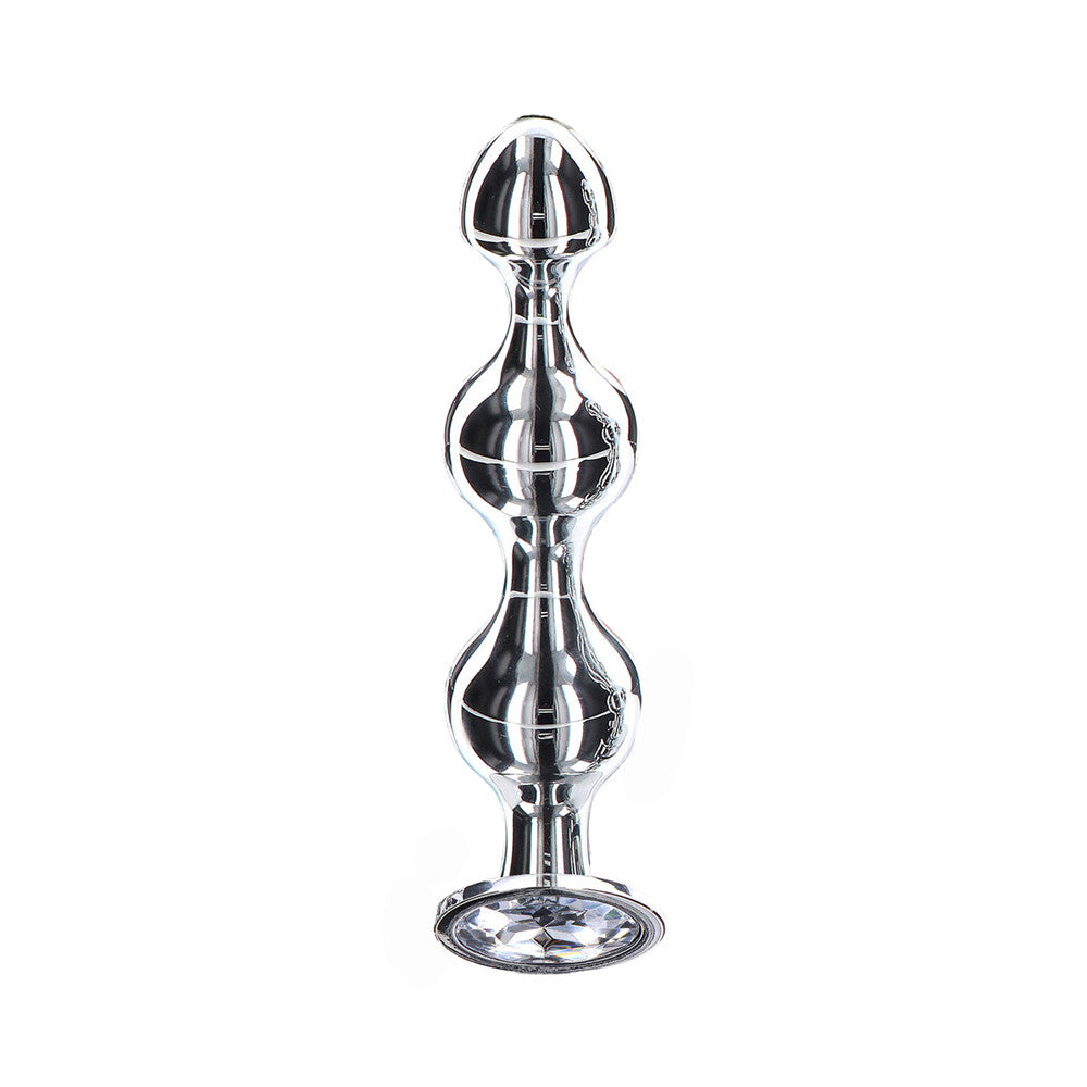 Diamond Star Beads Small Aluminium Butt Plug with Silver Jewel