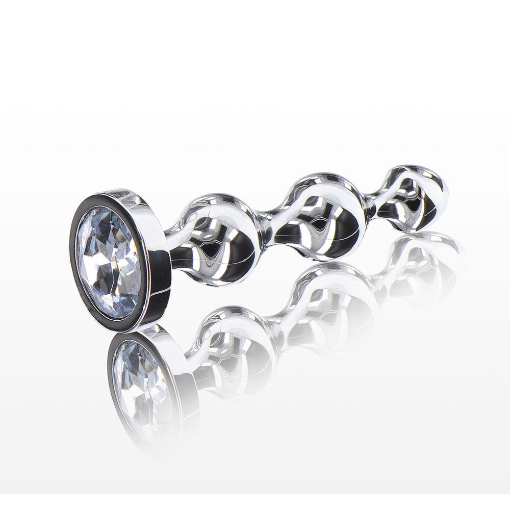 Diamond Star Beads Small Aluminium Butt Plug with Silver Jewel