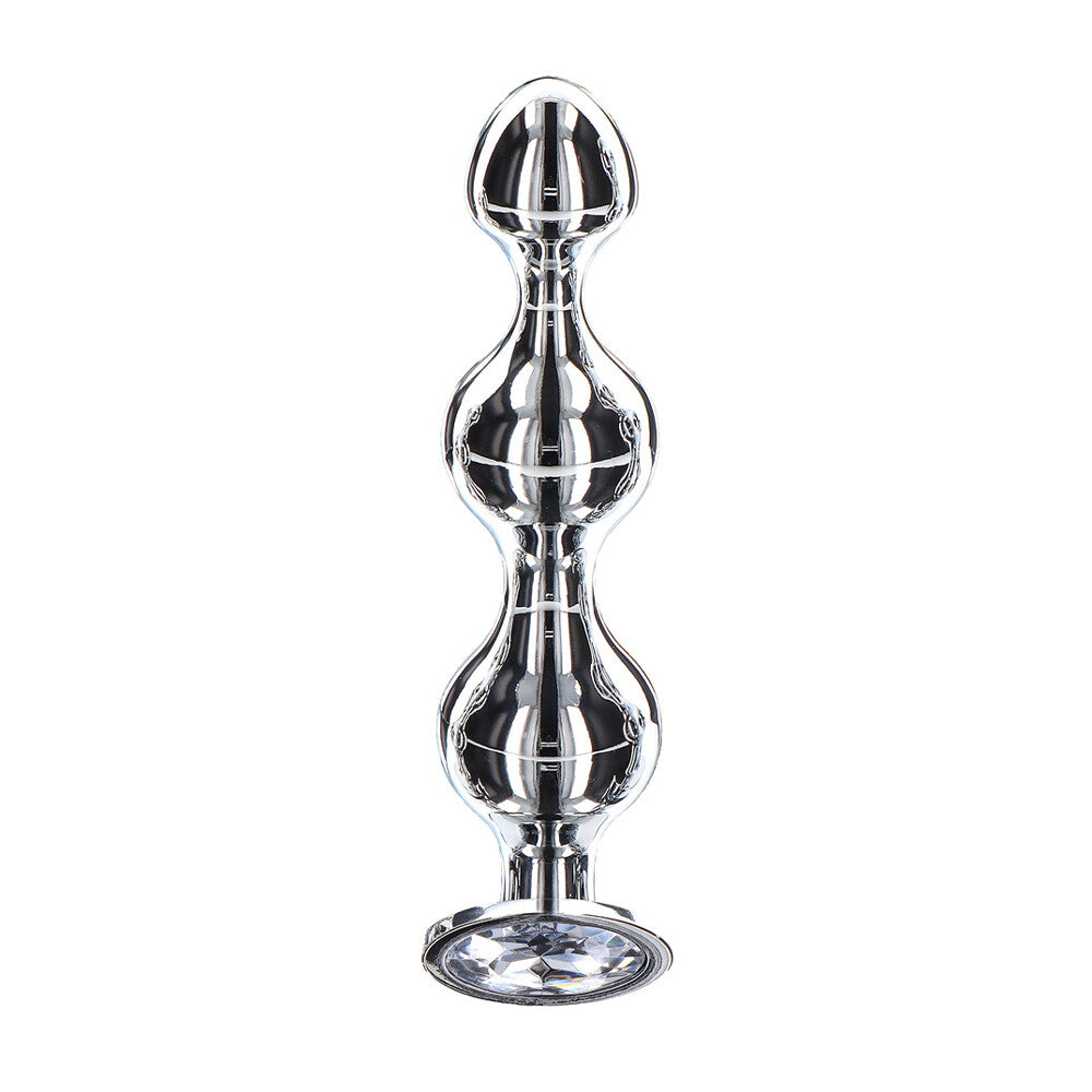Diamond Star Beads Medium Aluminium Butt Plug with Silver Jewel