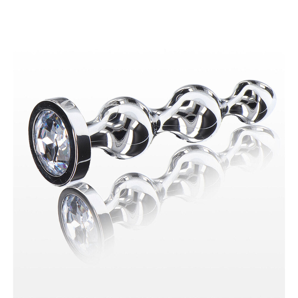 Diamond Star Beads Medium Aluminium Butt Plug with Silver Jewel