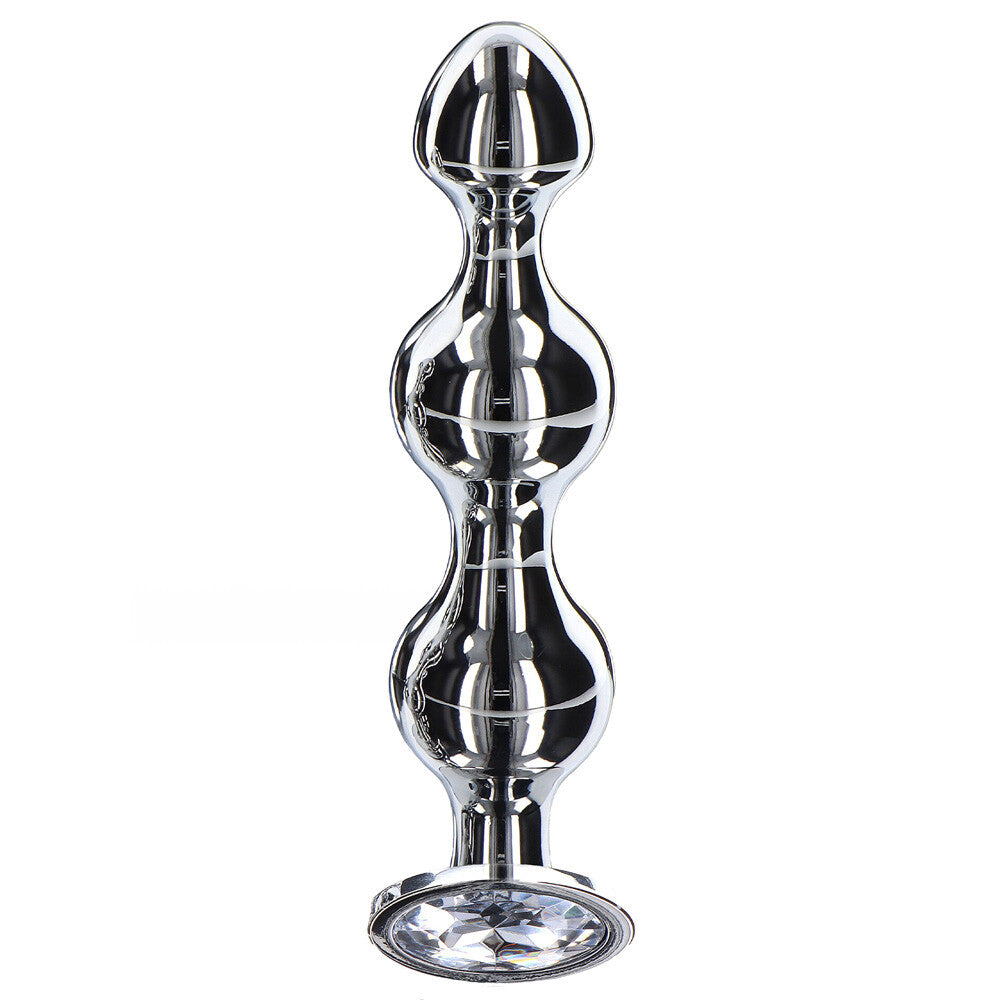 Diamond Star Beads Large Aluminium Butt Plug with Silver Jewel