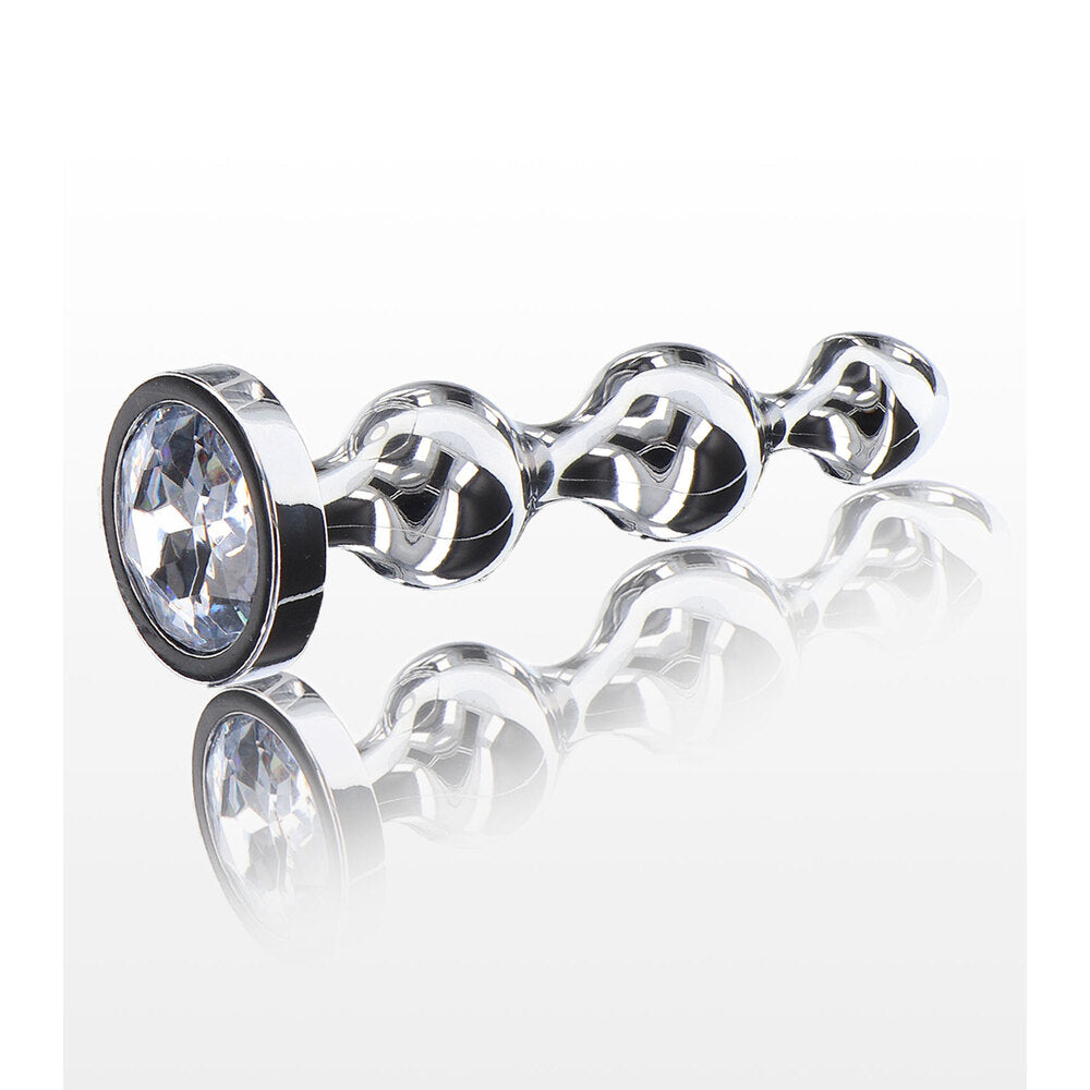 Diamond Star Beads Large Aluminium Butt Plug with Silver Jewel