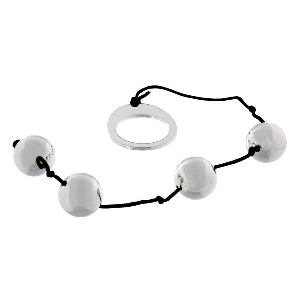 Heavy Metal Stainless Steel Anal Beads with Ring Pull – 12 Inches
