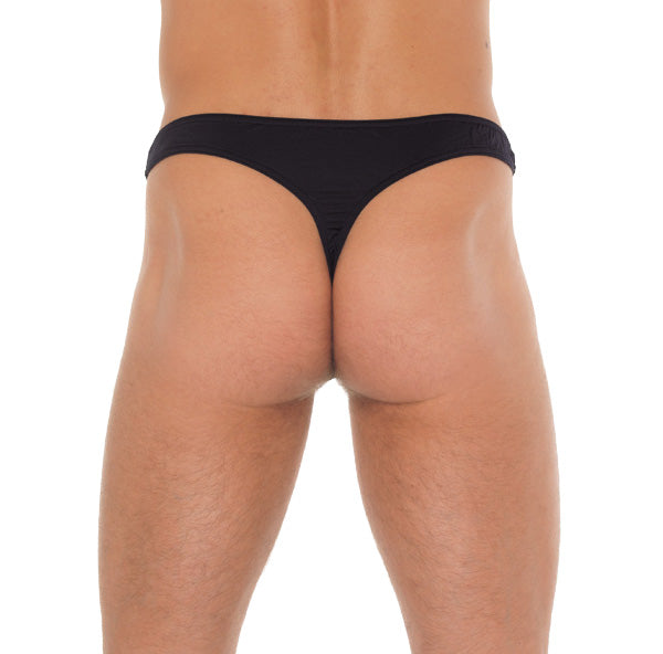 Men’s Black G-String with Net Pouch – One Size, Breathable