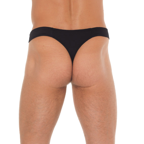 Men’s Black G-String with Zipper on Pouch – One Size
