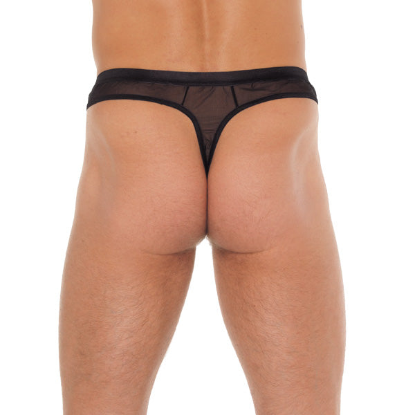 Men’s Black Mesh G-String – One Size, Breathable Design