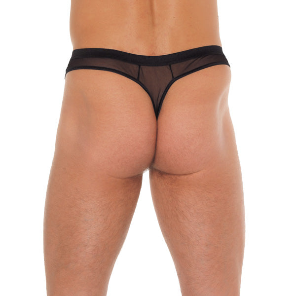Men’s Black G-String with Penis Sleeve – One Size