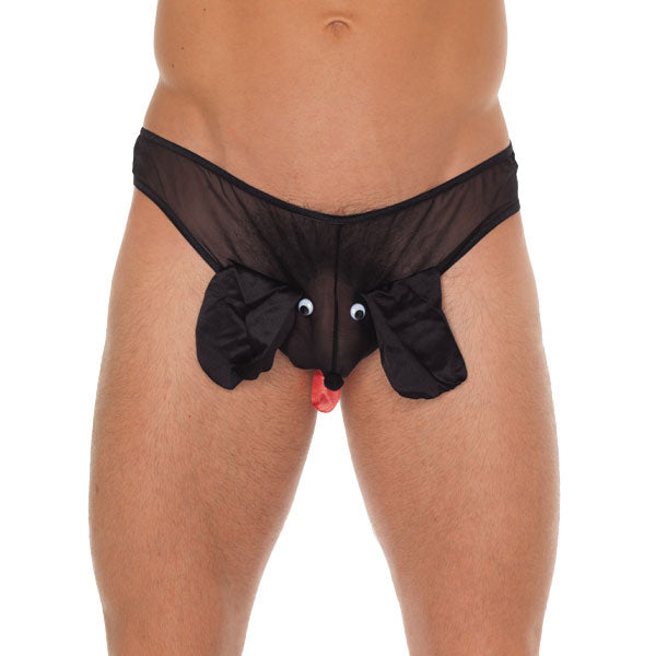 Men’s Black Animal Pouch Briefs – One Size