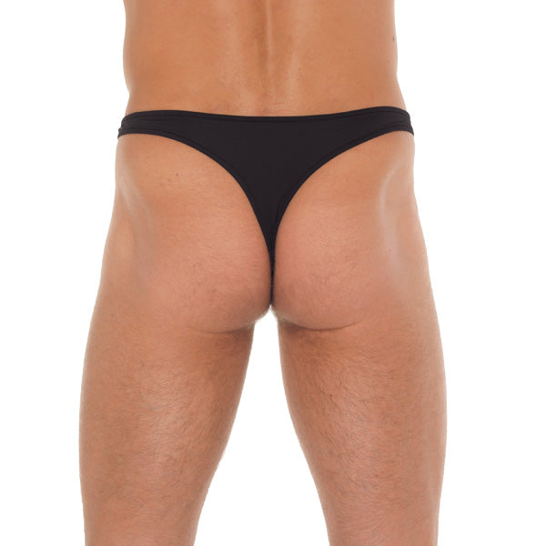 Men’s Black G-String with Metal Hoop Connectors – One Size