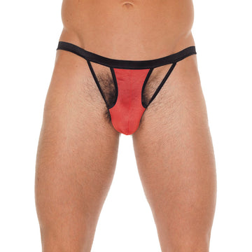 Men’s Black G-String with Red Pouch – One Size