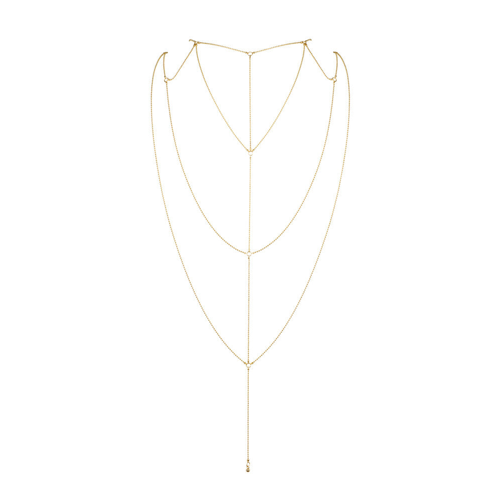 Bijoux Indiscrets Magnifique Back and Cleavage Chain – Adjustable Gold Body Chain Accessory