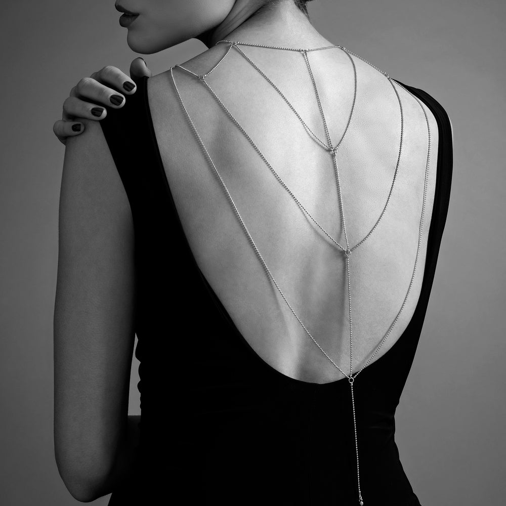 Bijoux Indiscrets Magnifique Back and Cleavage Chain – Adjustable Gold Body Chain Accessory