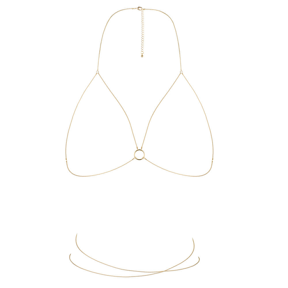Bijoux Indiscrets Magnifique Bra Chain Gold – Adjustable Gold Body Chain Bra Accessory