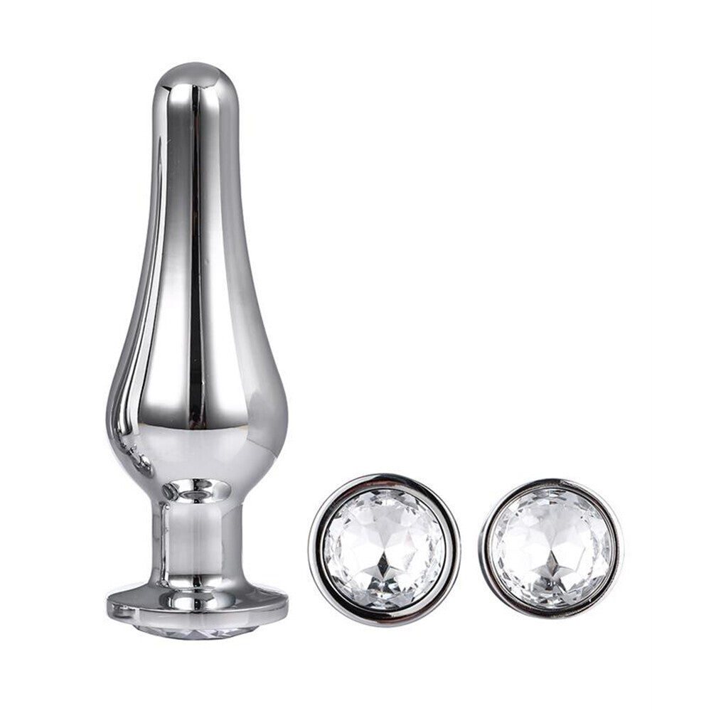 Gleaming Silver Jewel Butt Plug Set – 3 Sizes with Sparkling Gemstones