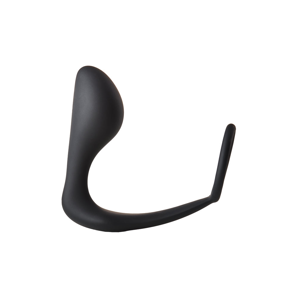 FantASStic Smooth Silicone Anal Plug with Attached Cock Ring – Black