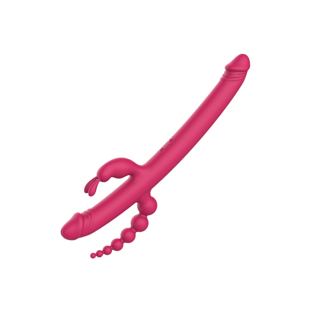 Essentials Anywhere Pleasure Vibe Pink – Versatile Multi-End Vibrator with Rabbit and Anal Beads