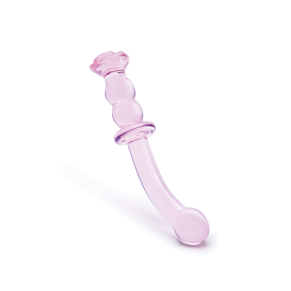 Glaze Glass Rosebud G-Spot Dildo – Elegant Curved Borosilicate Glass Toy