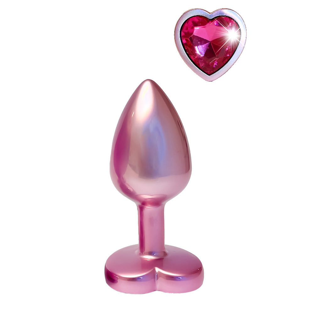 Gleaming Love Pearl Pink Small Anal Butt Plug with Heart Gemstone