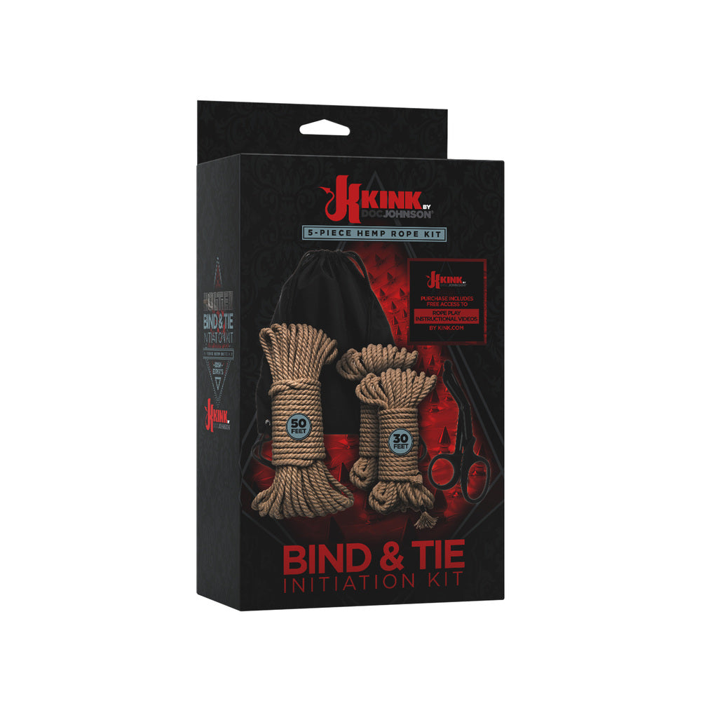 Kink Bind & Tie 5-Piece Natural Hemp Rope Bondage Kit with Scissors & Backpack
